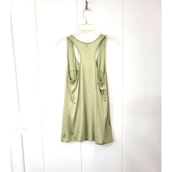 Ann Taylor Satin and Jersey Racer Back Tank Top Celery Green Size Large - Picture 3 of 4
